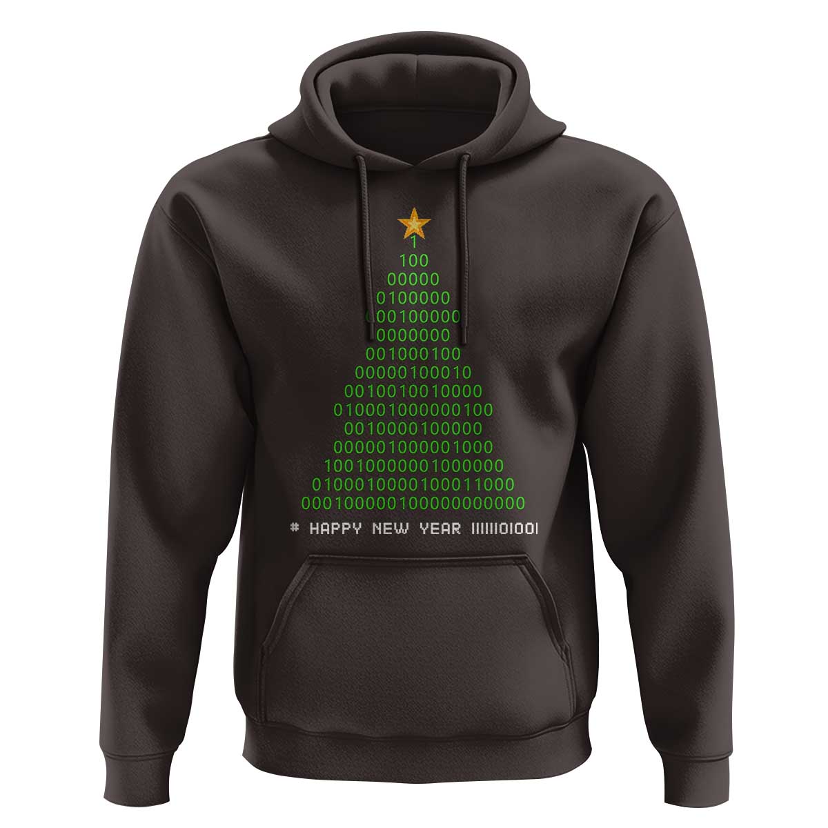 Funny Binary Christmas Tree Hoodie HAPPY NEW YEAR 11111101001