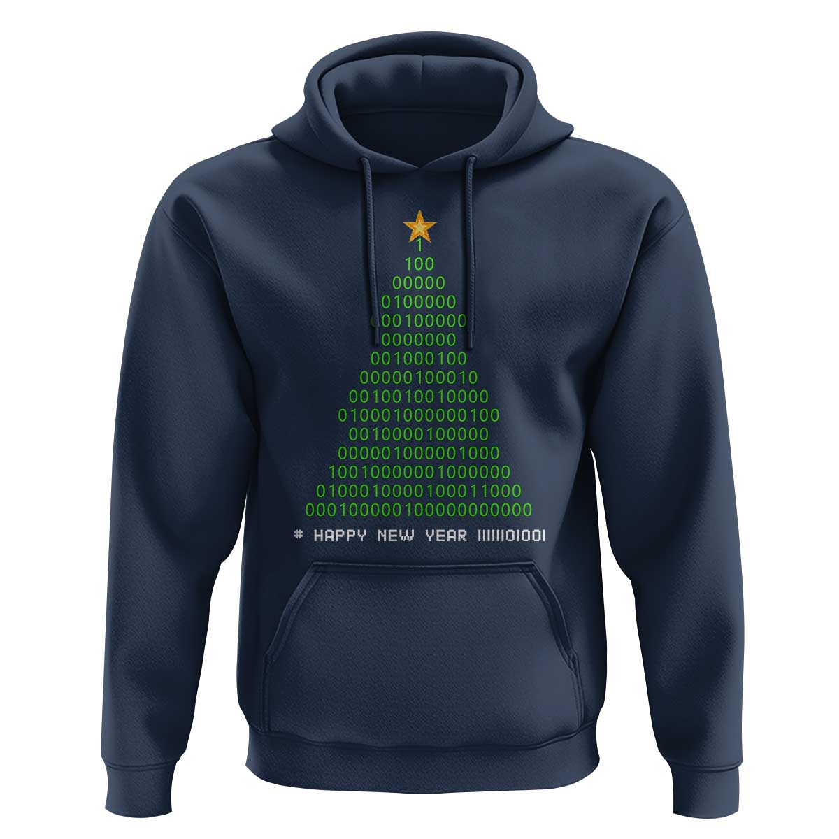 Funny Binary Christmas Tree Hoodie HAPPY NEW YEAR 11111101001