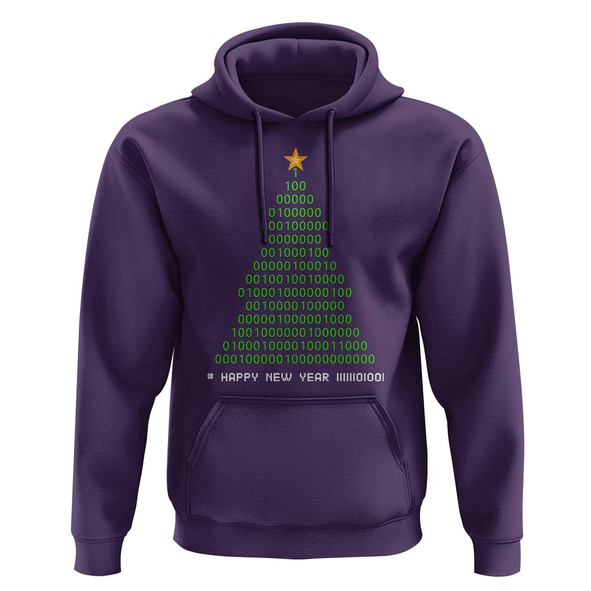 Funny Binary Christmas Tree Hoodie HAPPY NEW YEAR 11111101001