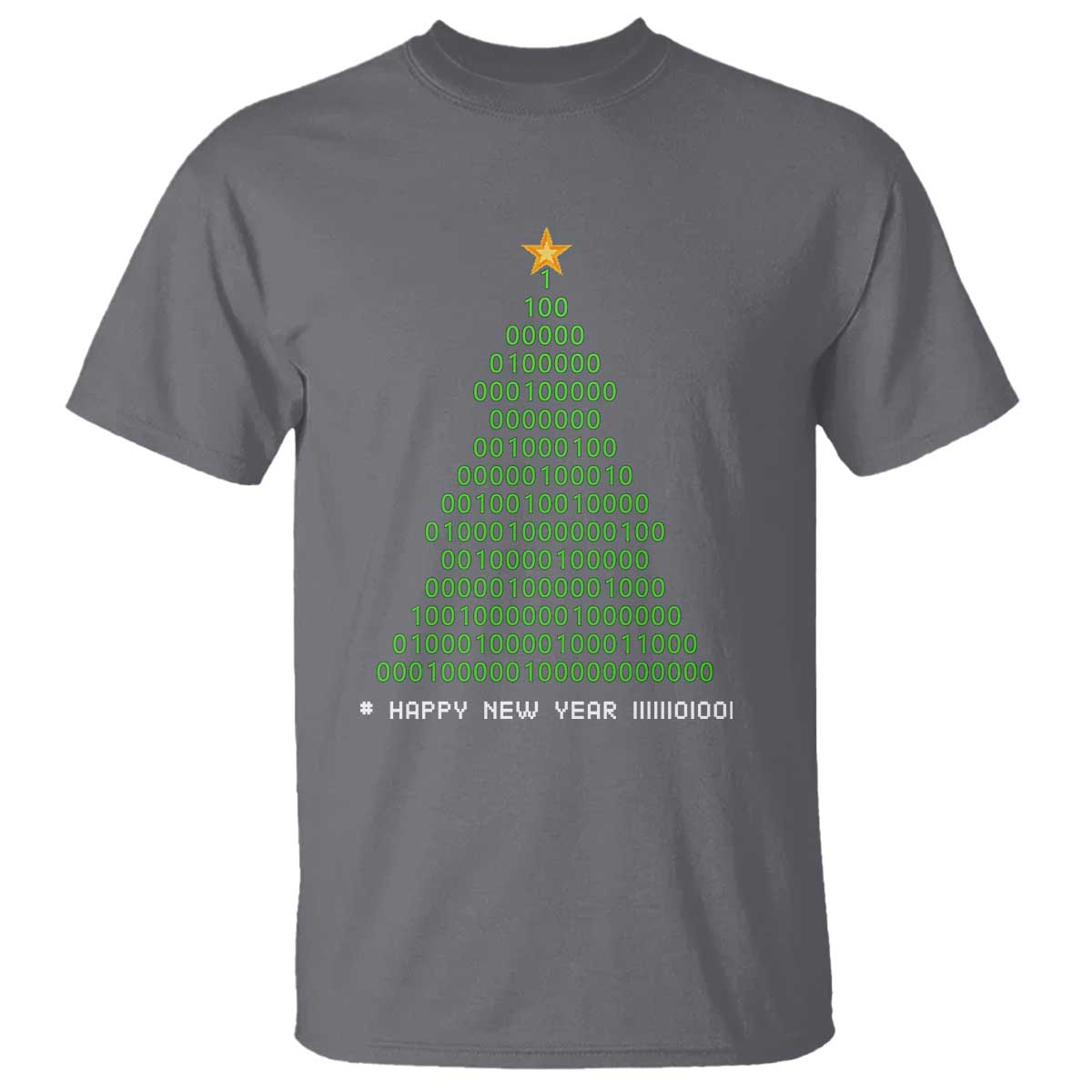 Funny Binary Christmas Tree T Shirt HAPPY NEW YEAR 11111101001 - Wonder Print Shop
