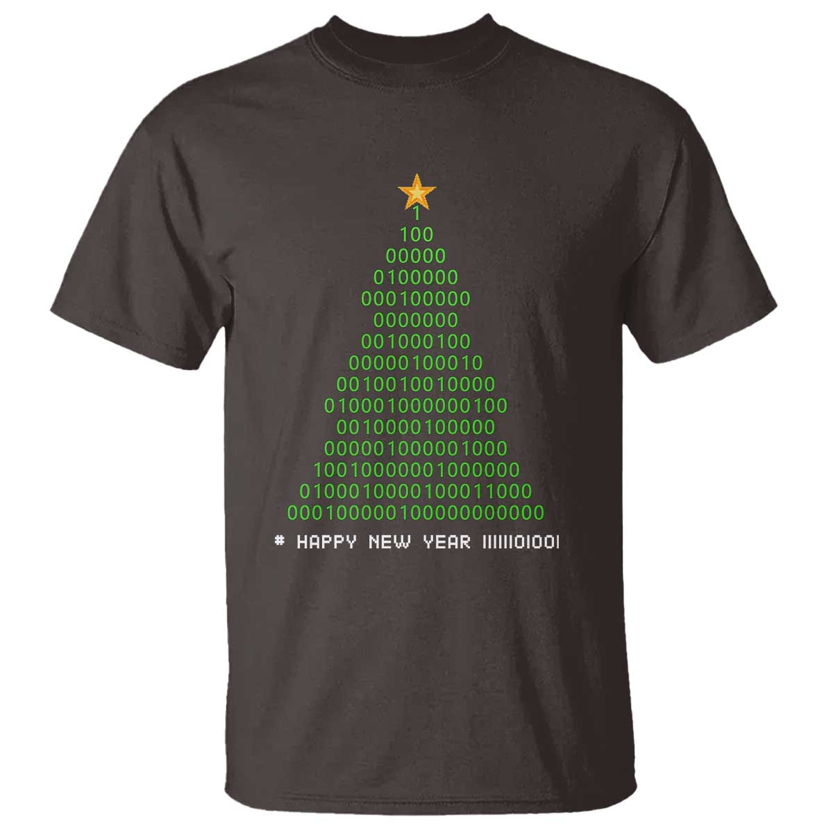 Funny Binary Christmas Tree T Shirt HAPPY NEW YEAR 11111101001 - Wonder Print Shop
