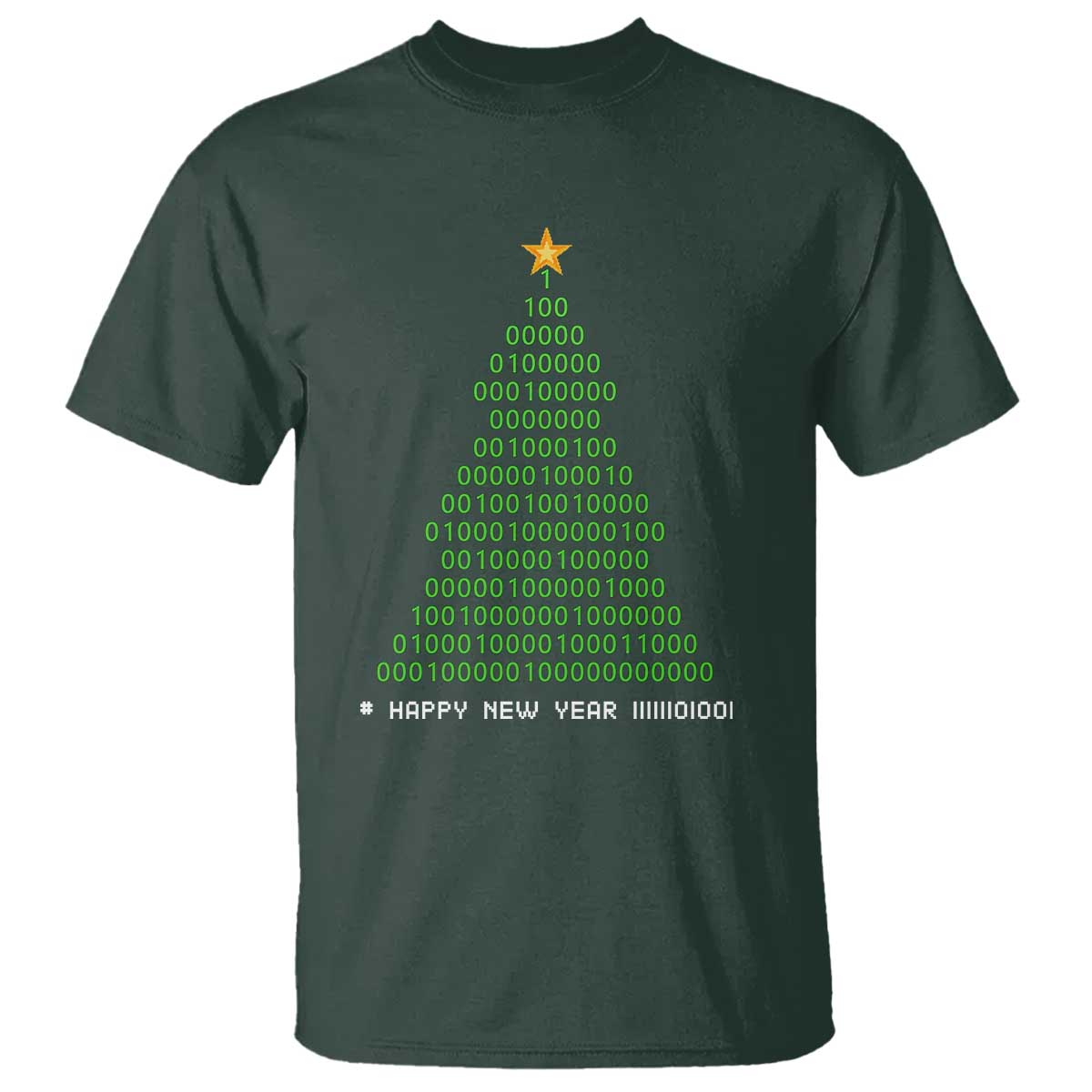 Funny Binary Christmas Tree T Shirt HAPPY NEW YEAR 11111101001 - Wonder Print Shop
