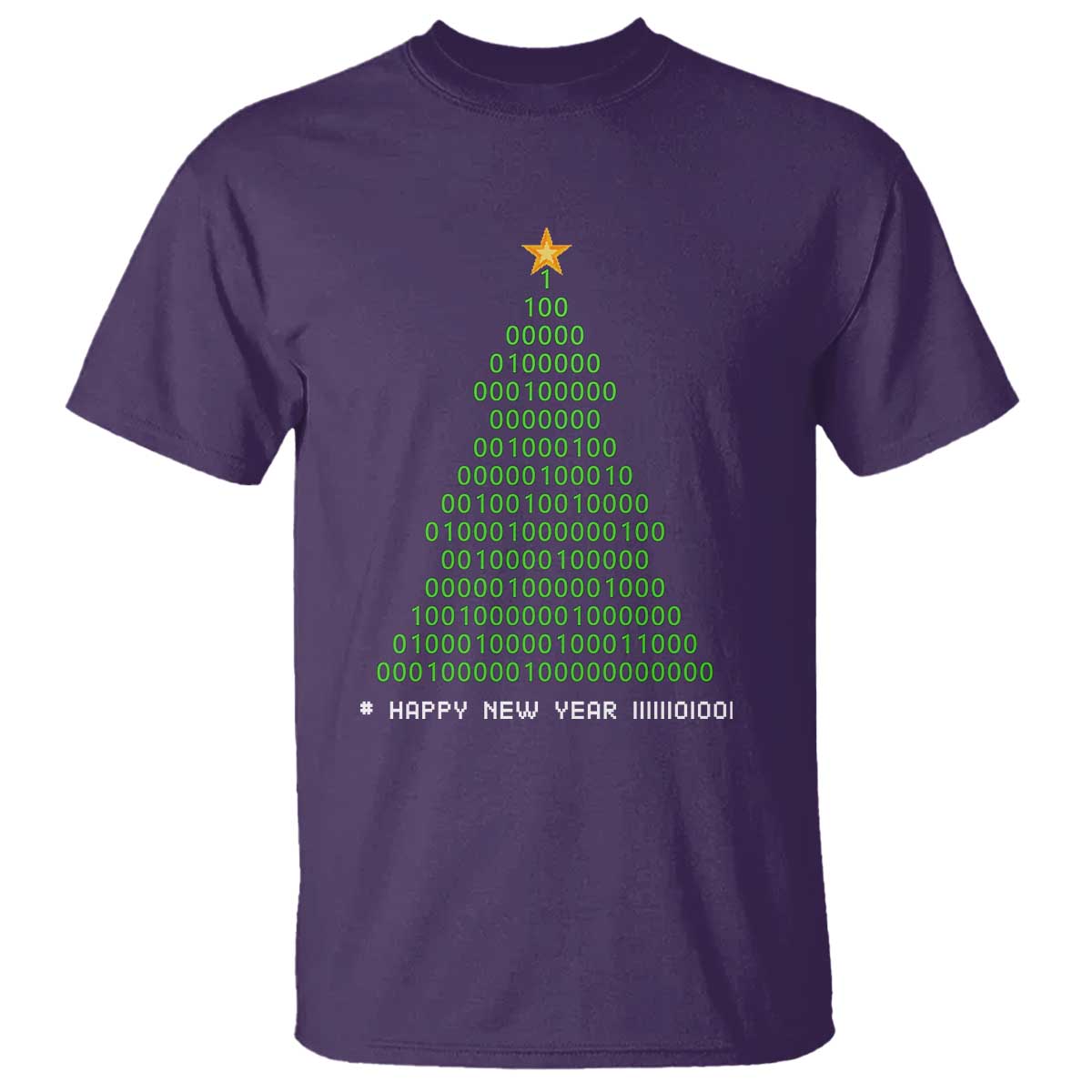 Funny Binary Christmas Tree T Shirt HAPPY NEW YEAR 11111101001 - Wonder Print Shop