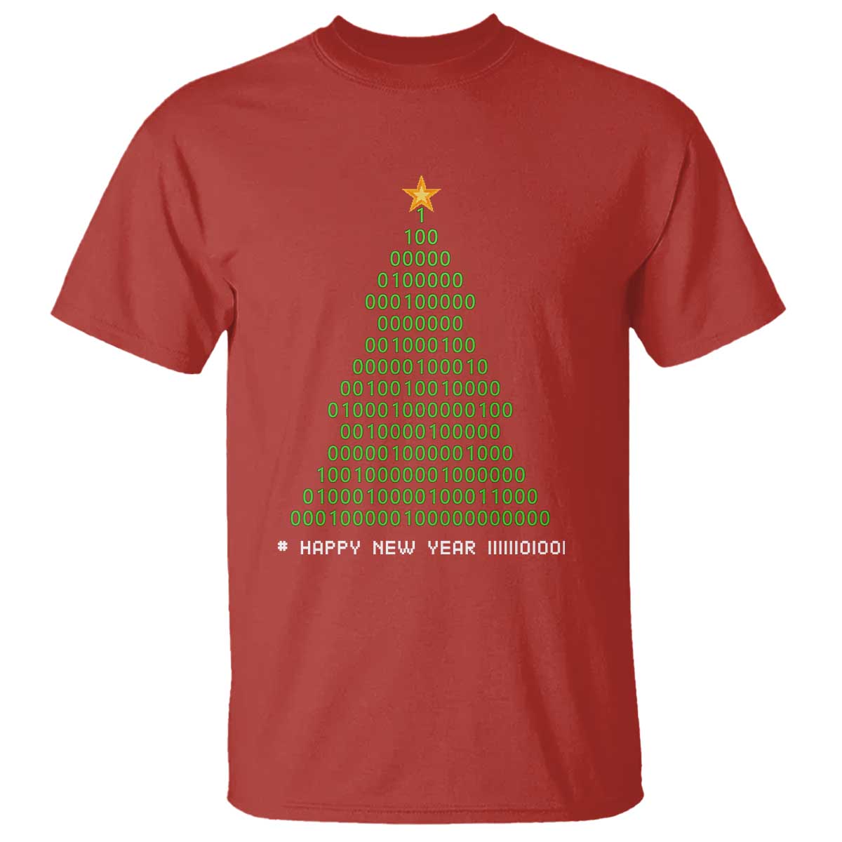 Funny Binary Christmas Tree T Shirt HAPPY NEW YEAR 11111101001 - Wonder Print Shop