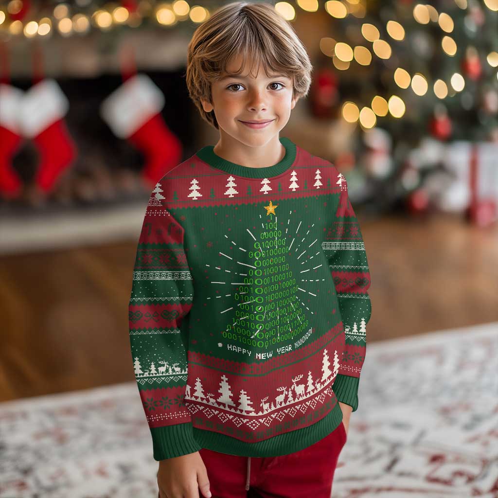 Funny Binary Christmas Tree Ugly Christmas Sweater HAPPY NEW YEAR 11111101001 - Wonder Print Shop