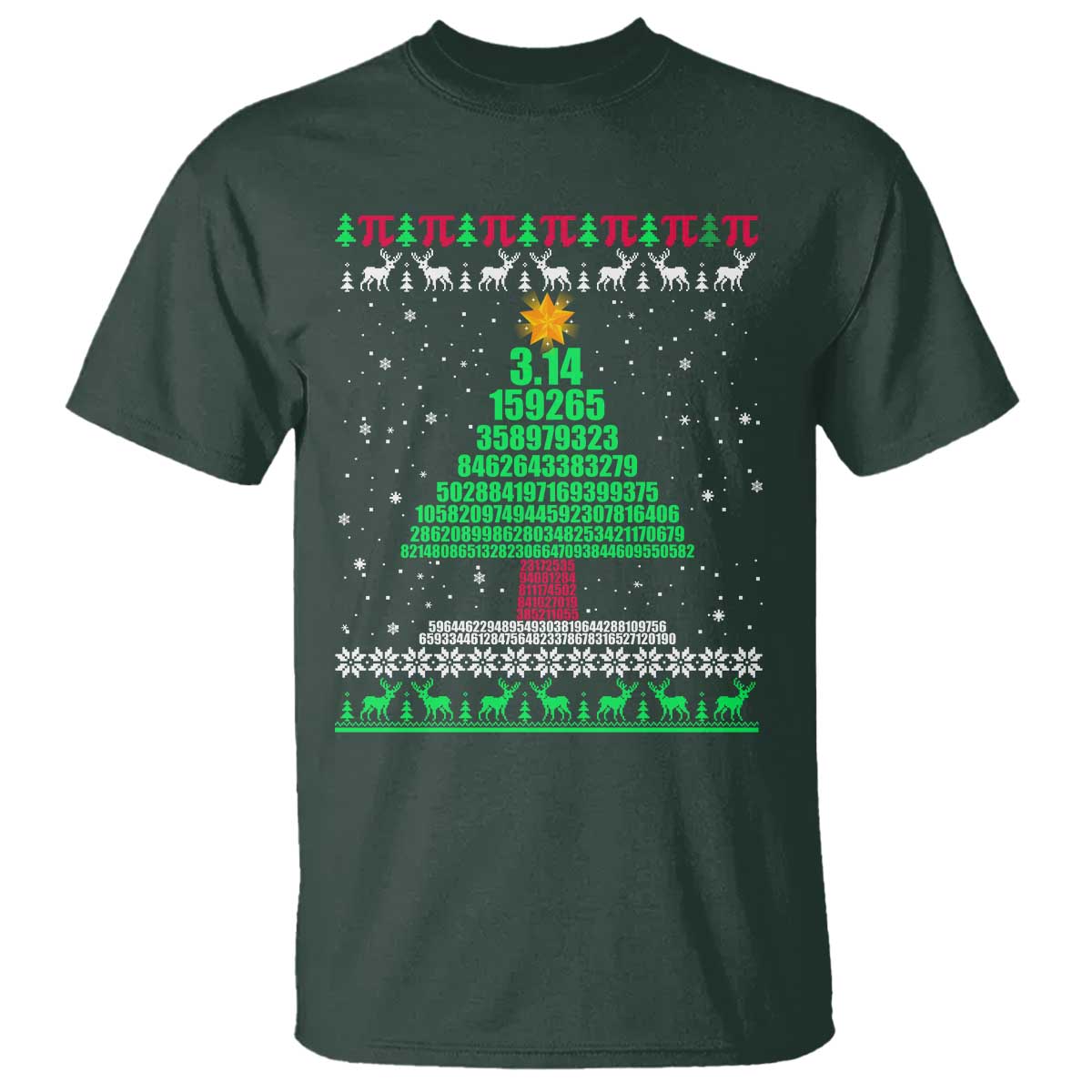 Funny Xmas Math Pi Christmas Tree T Shirt - Wonder Print Shop