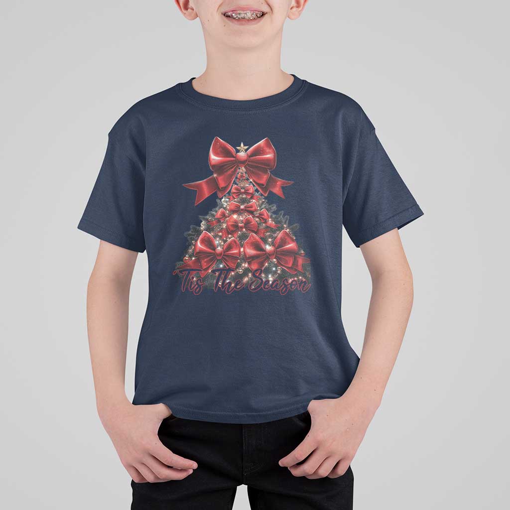 Christmas Tree Coquette Tis The Season T Shirt For Kid - Wonder Print Shop