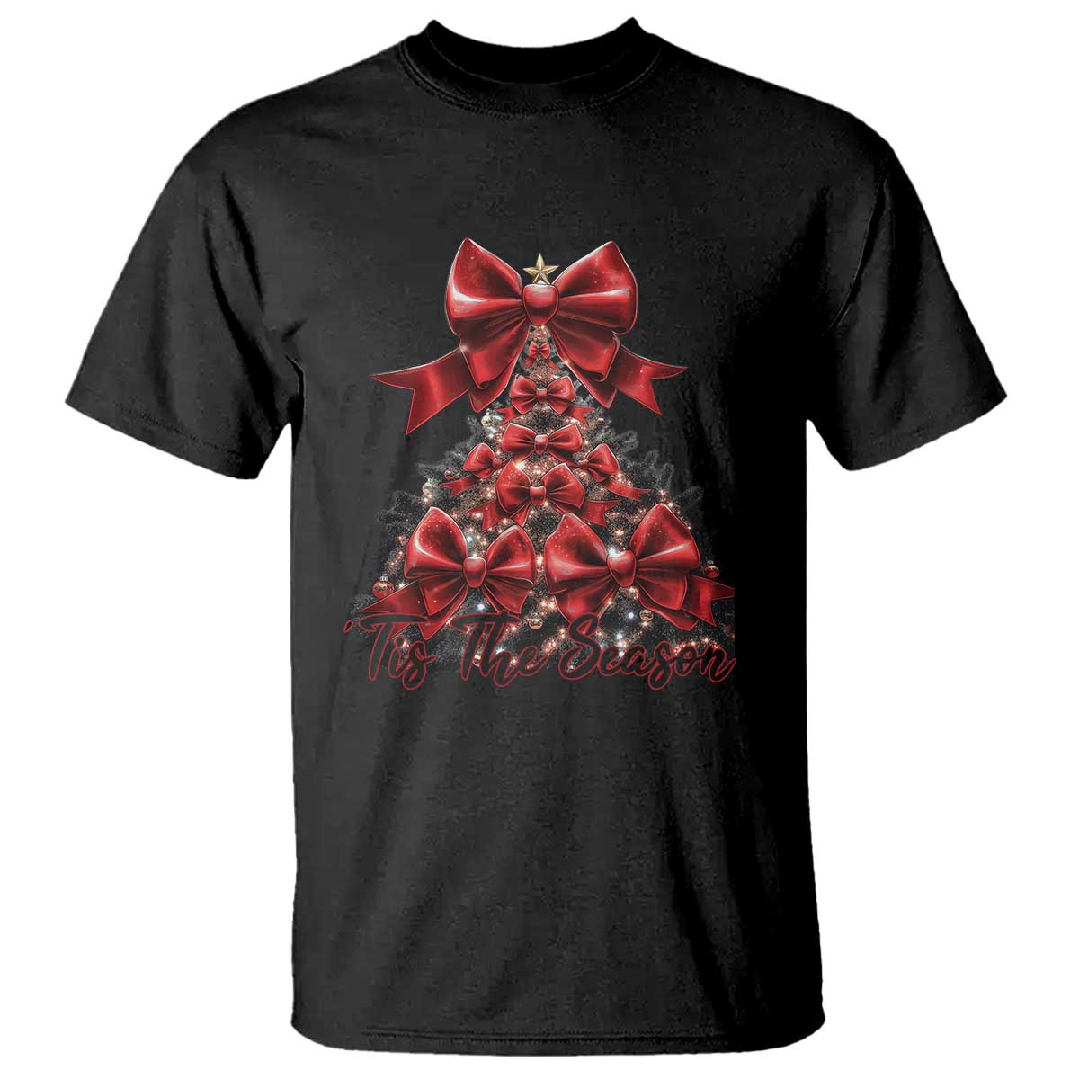 Christmas Tree Coquette Tis The Season T Shirt - Wonder Print Shop