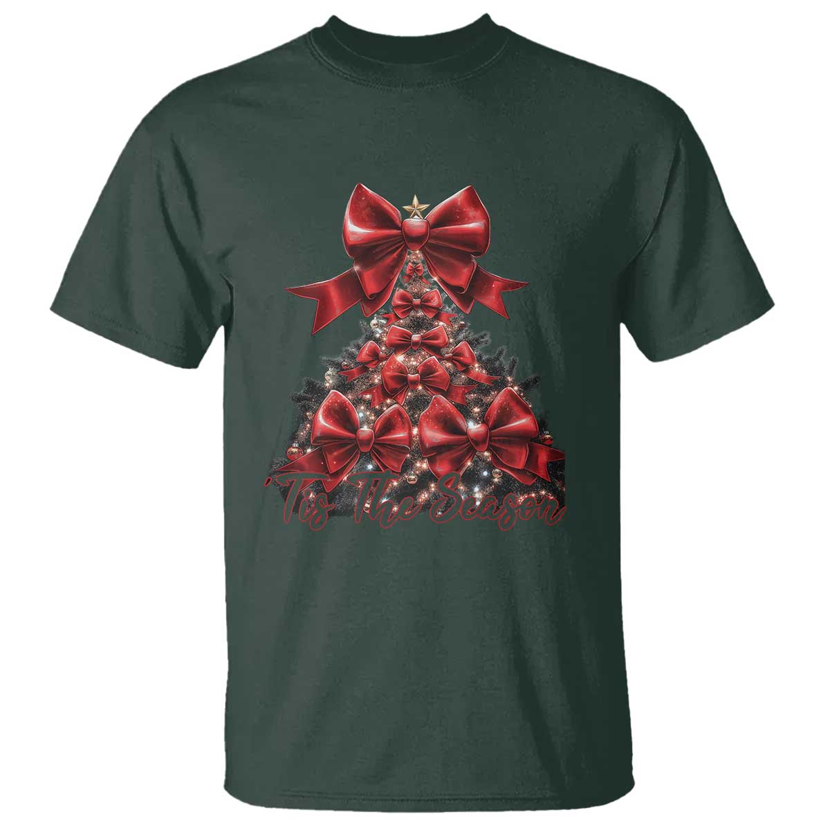 Christmas Tree Coquette Tis The Season T Shirt - Wonder Print Shop