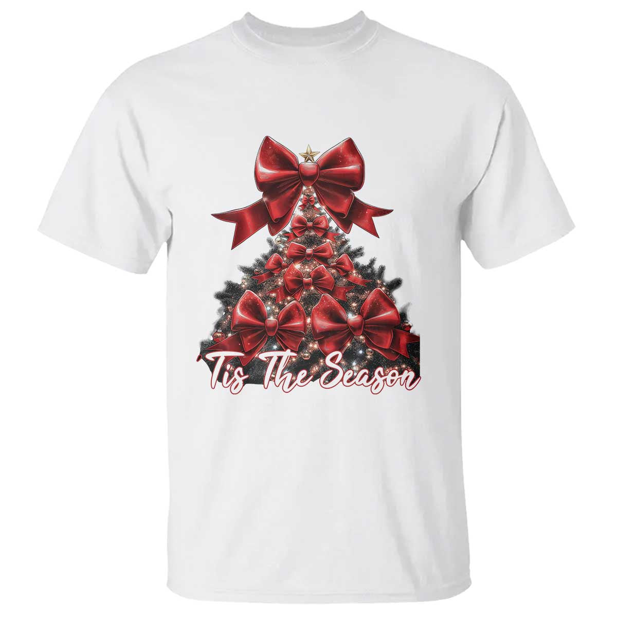 Christmas Tree Coquette Tis The Season T Shirt - Wonder Print Shop