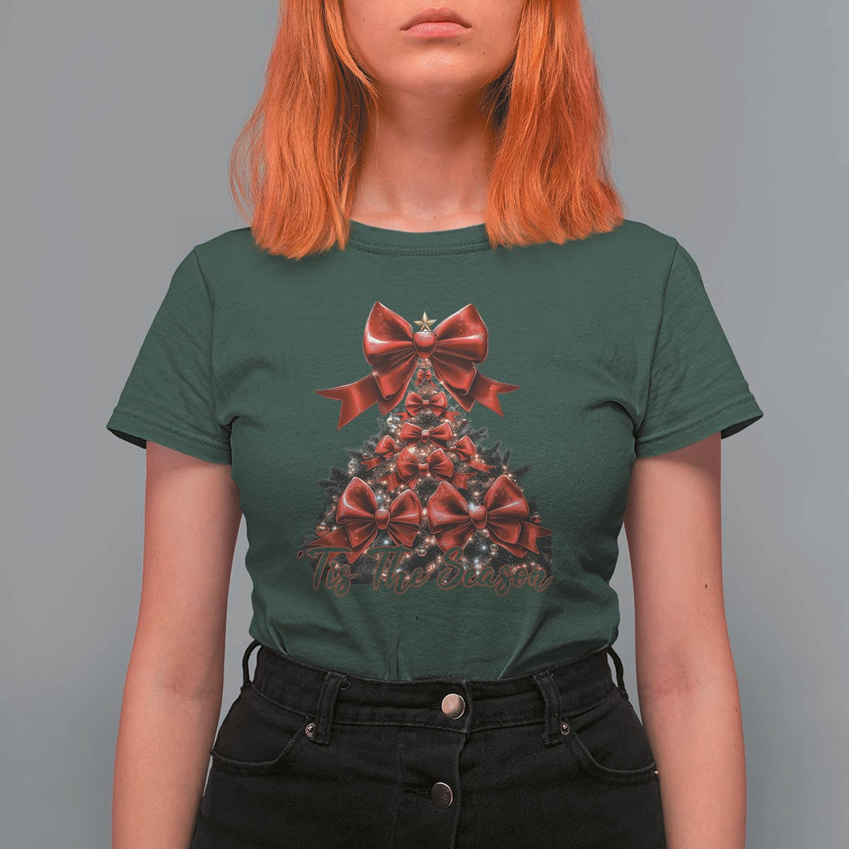 Christmas Tree Coquette Tis The Season T Shirt For Women - Wonder Print Shop
