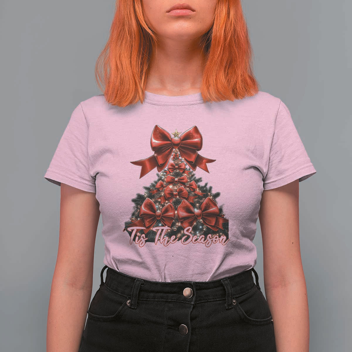 Christmas Tree Coquette Tis The Season T Shirt For Women - Wonder Print Shop