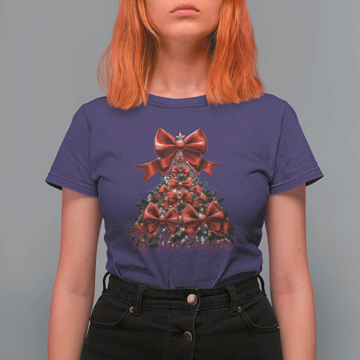 Christmas Tree Coquette Tis The Season T Shirt For Women - Wonder Print Shop