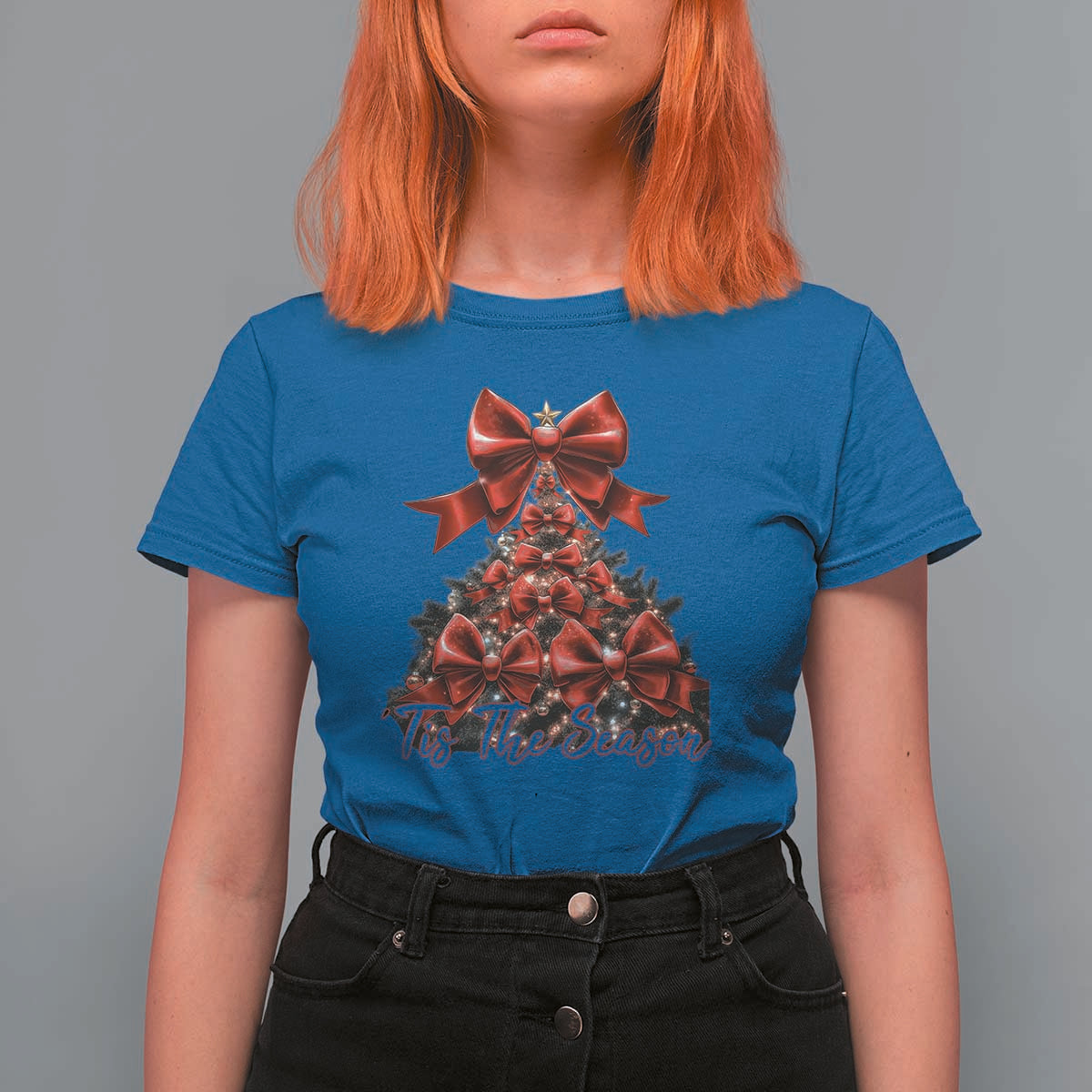 Christmas Tree Coquette Tis The Season T Shirt For Women - Wonder Print Shop