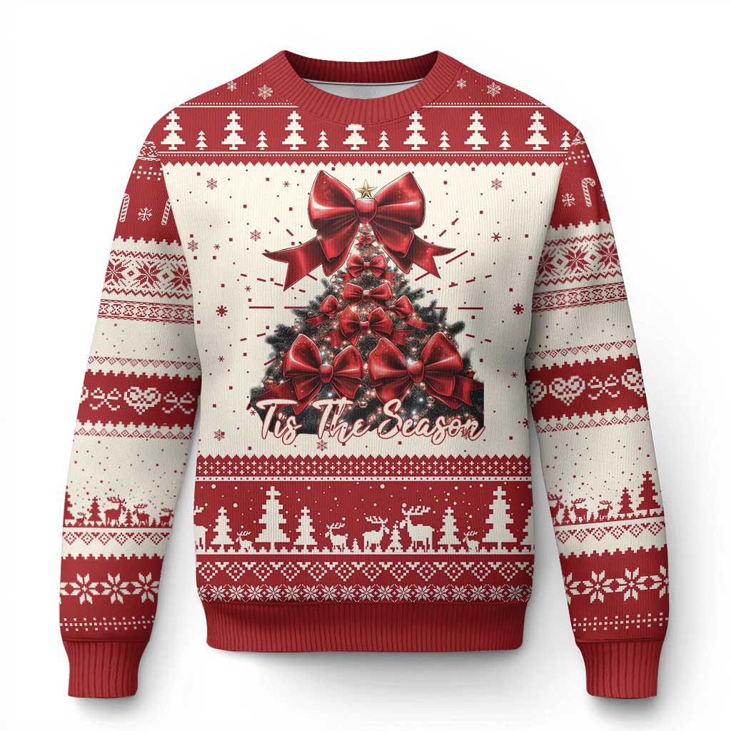 Christmas Tree Coquette Tis The Season Ugly Christmas Sweater - Wonder Print Shop