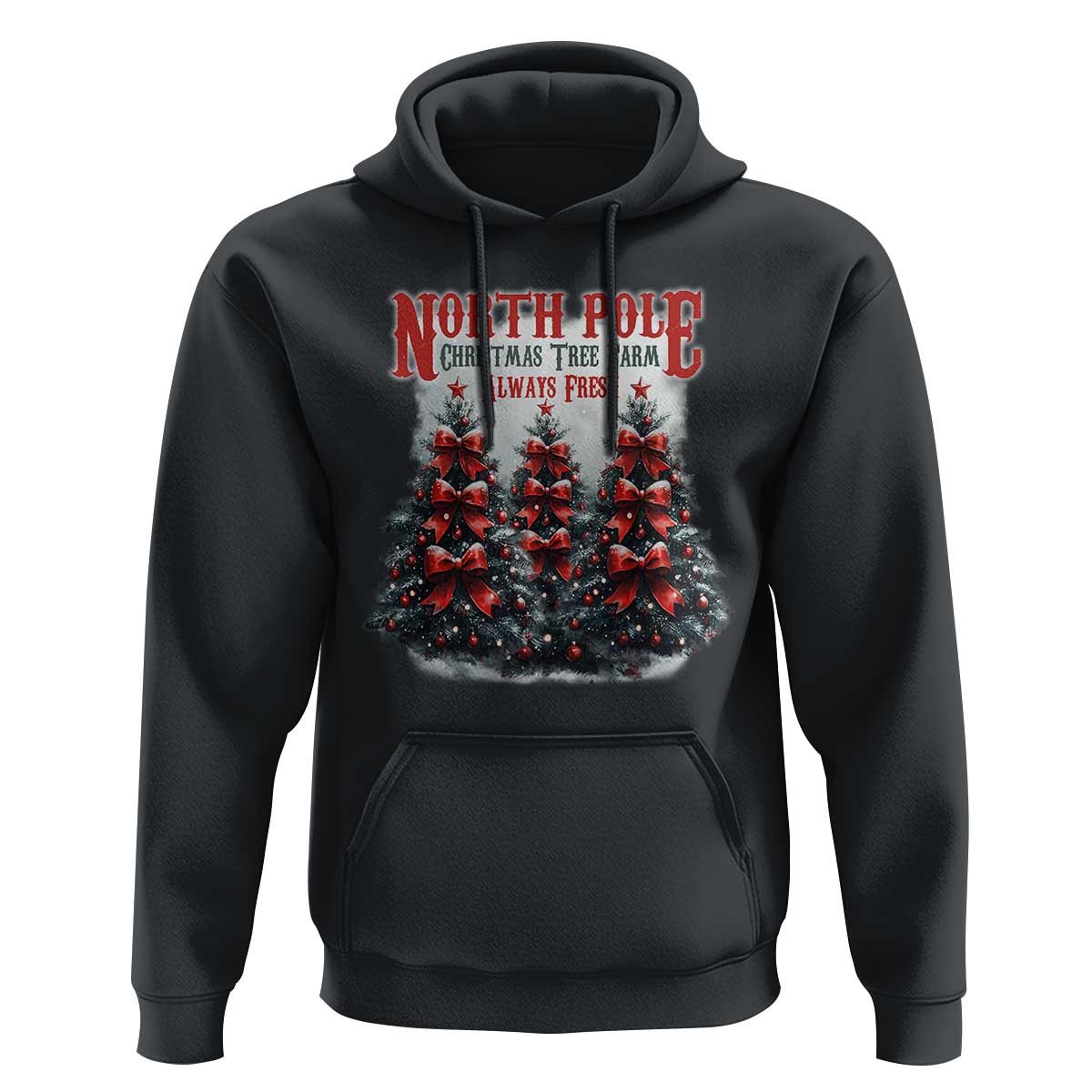 Xmas Coquette Hoodie North pole Christmas Tree Farm Always Fresh