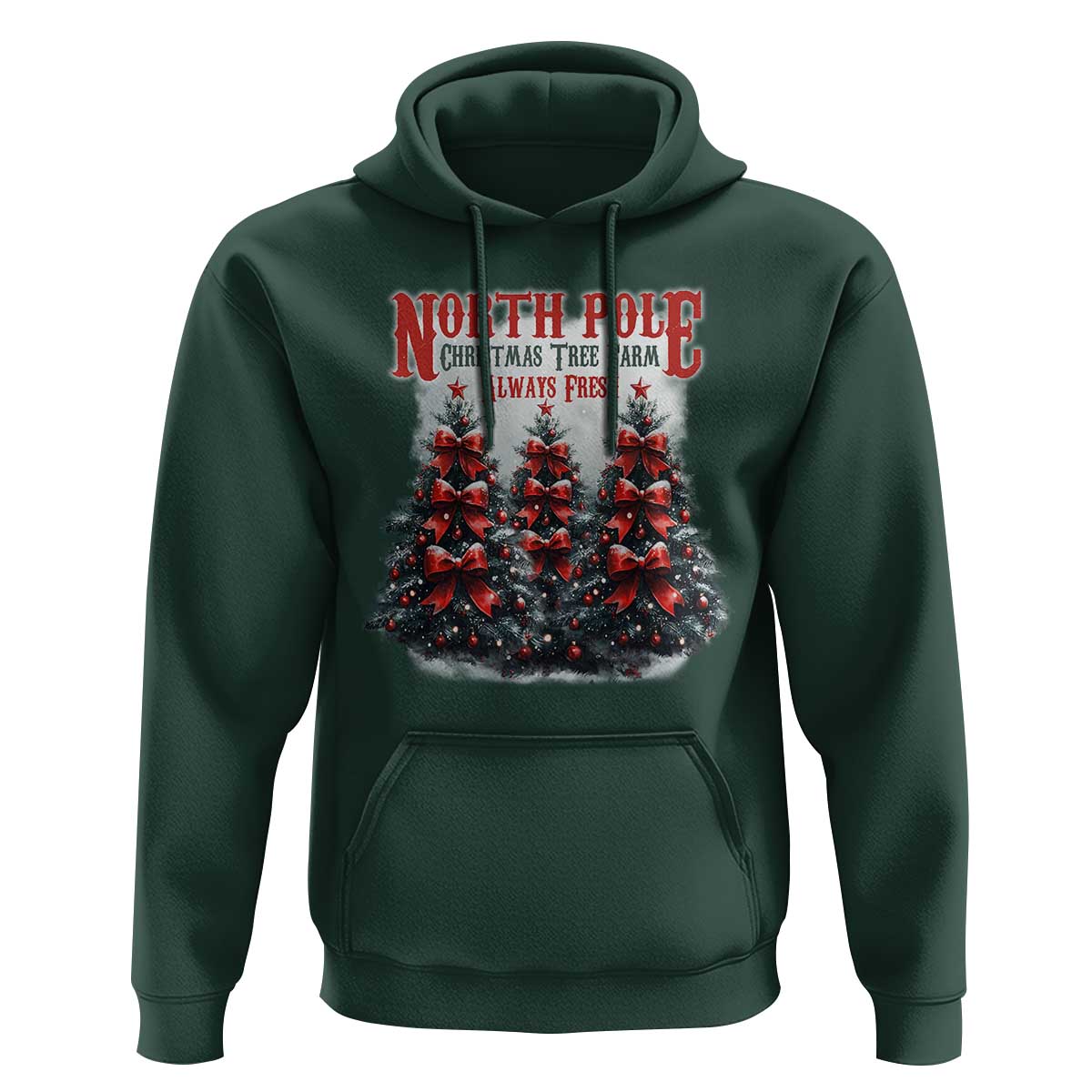 Xmas Coquette Hoodie North pole Christmas Tree Farm Always Fresh