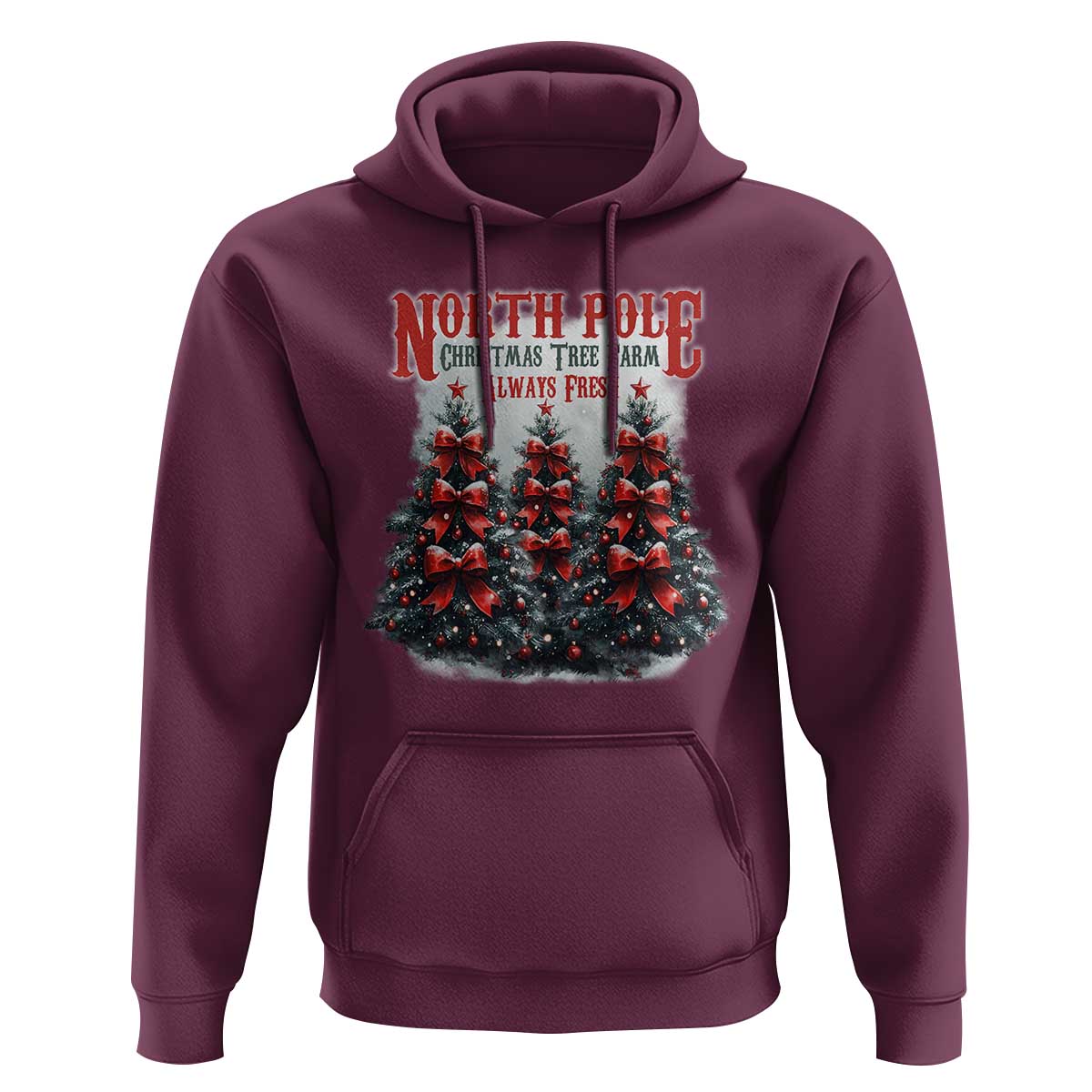 Xmas Coquette Hoodie North pole Christmas Tree Farm Always Fresh
