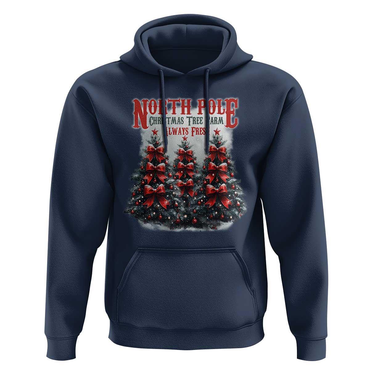 Xmas Coquette Hoodie North pole Christmas Tree Farm Always Fresh