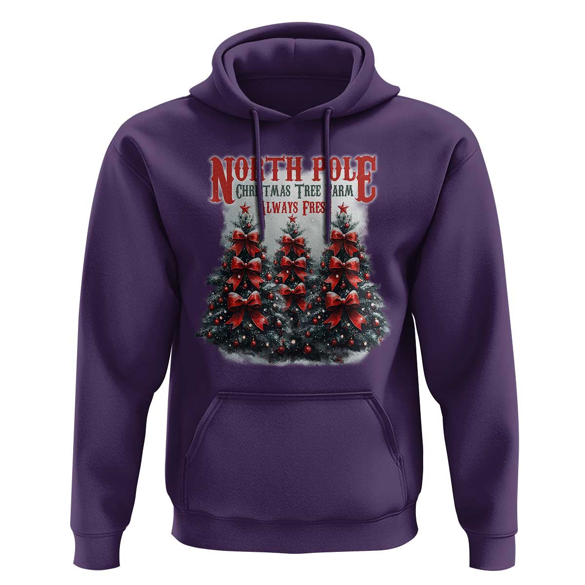 Xmas Coquette Hoodie North pole Christmas Tree Farm Always Fresh