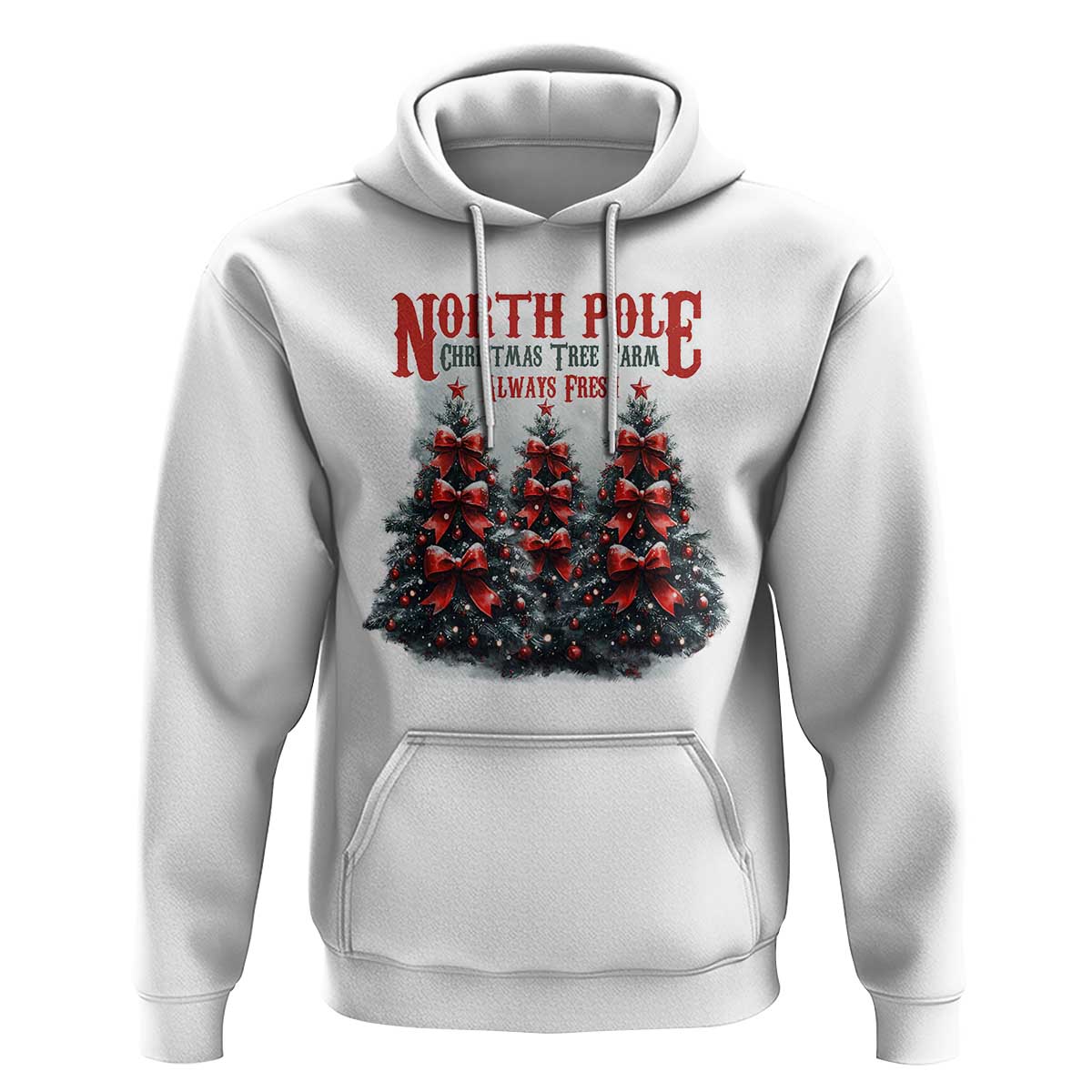 Xmas Coquette Hoodie North pole Christmas Tree Farm Always Fresh