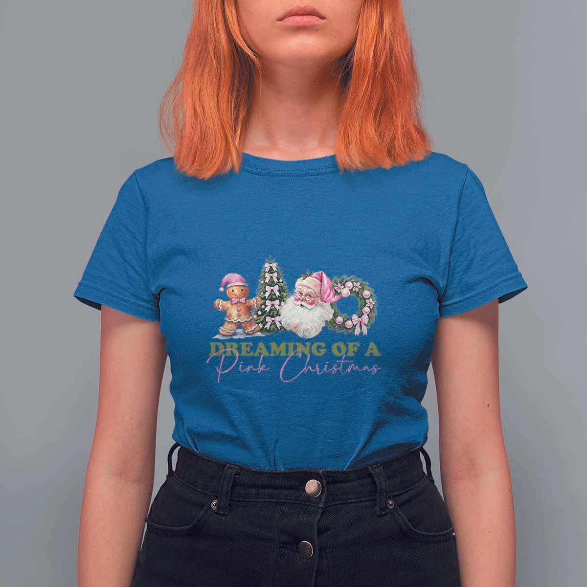 Dreaming Of A Pink Christmas T Shirt For Women - Wonder Print Shop