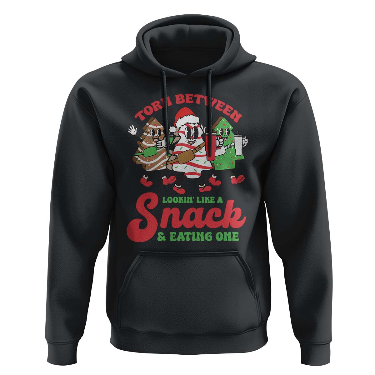 Funny Christmas Cake Hoodie Torn Between Looking' Like a Snack