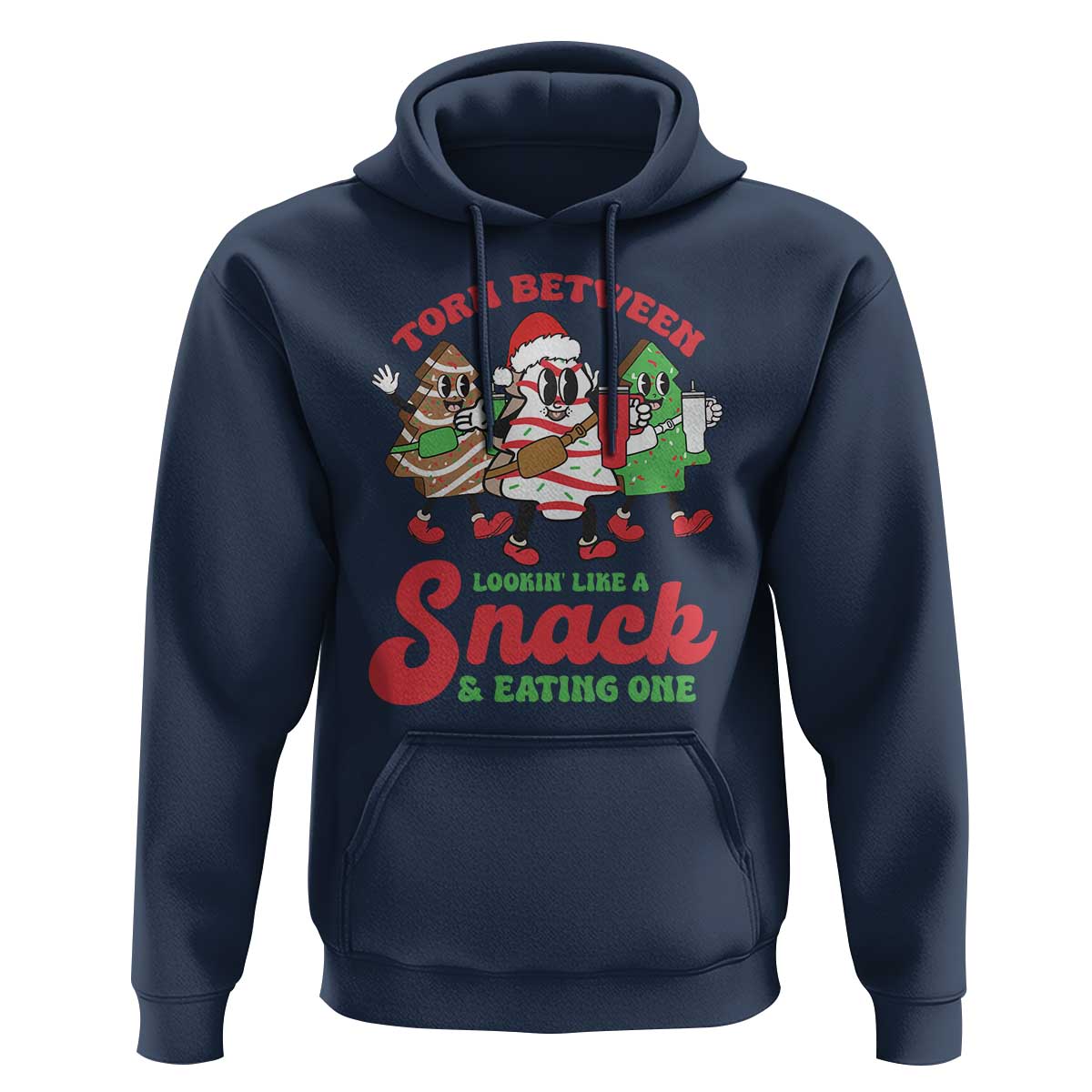 Funny Christmas Cake Hoodie Torn Between Looking' Like a Snack