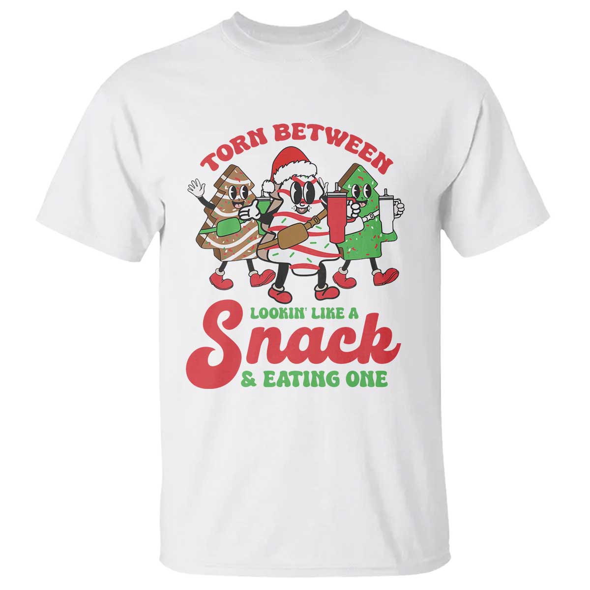 Funny Christmas Cake T Shirt Torn Between Looking' Like a Snack - Wonder Print Shop