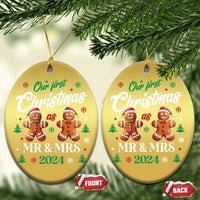 Our First Christmas As Mr Mrs 2024 Christmas Ornament Cute Gingerbread Couple - Wonder Print Shop