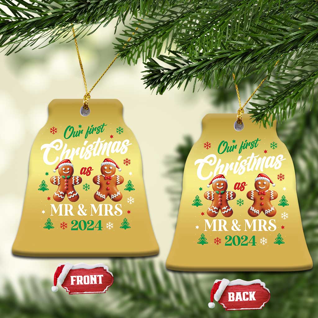 Our First Christmas As Mr Mrs 2024 Christmas Ornament Cute Gingerbread Couple - Wonder Print Shop