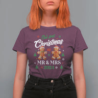Our First Christmas As Mr Mrs 2024 T Shirt For Women Cute Gingerbread Couple - Wonder Print Shop