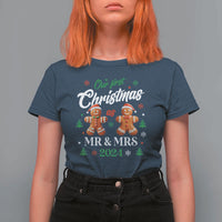 Our First Christmas As Mr Mrs 2024 T Shirt For Women Cute Gingerbread Couple - Wonder Print Shop
