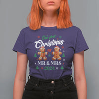 Our First Christmas As Mr Mrs 2024 T Shirt For Women Cute Gingerbread Couple - Wonder Print Shop