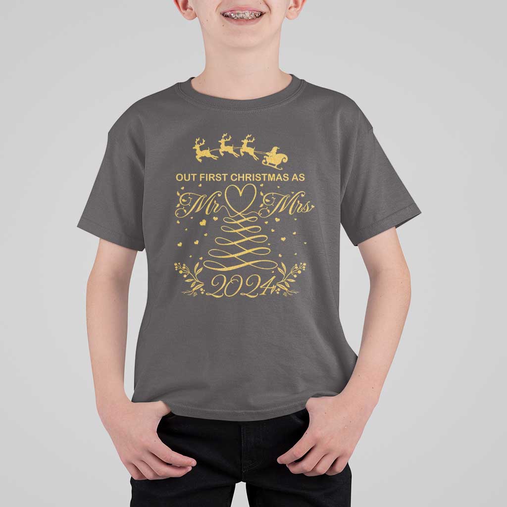 Our First Christmas As Mr Mrs 2024 Matching Couple T Shirt For Kid - Wonder Print Shop