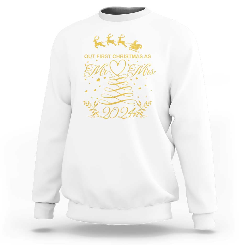 Our First Christmas As Mr Mrs 2024 Matching Couple Sweatshirt - Wonder Print Shop