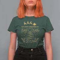 Our First Christmas As Mr Mrs 2024 Matching Couple T Shirt For Women - Wonder Print Shop