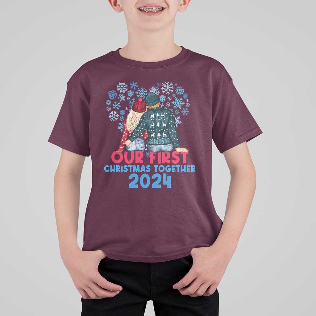 Our First Christmas Together 2024 T Shirt For Kid - Wonder Print Shop