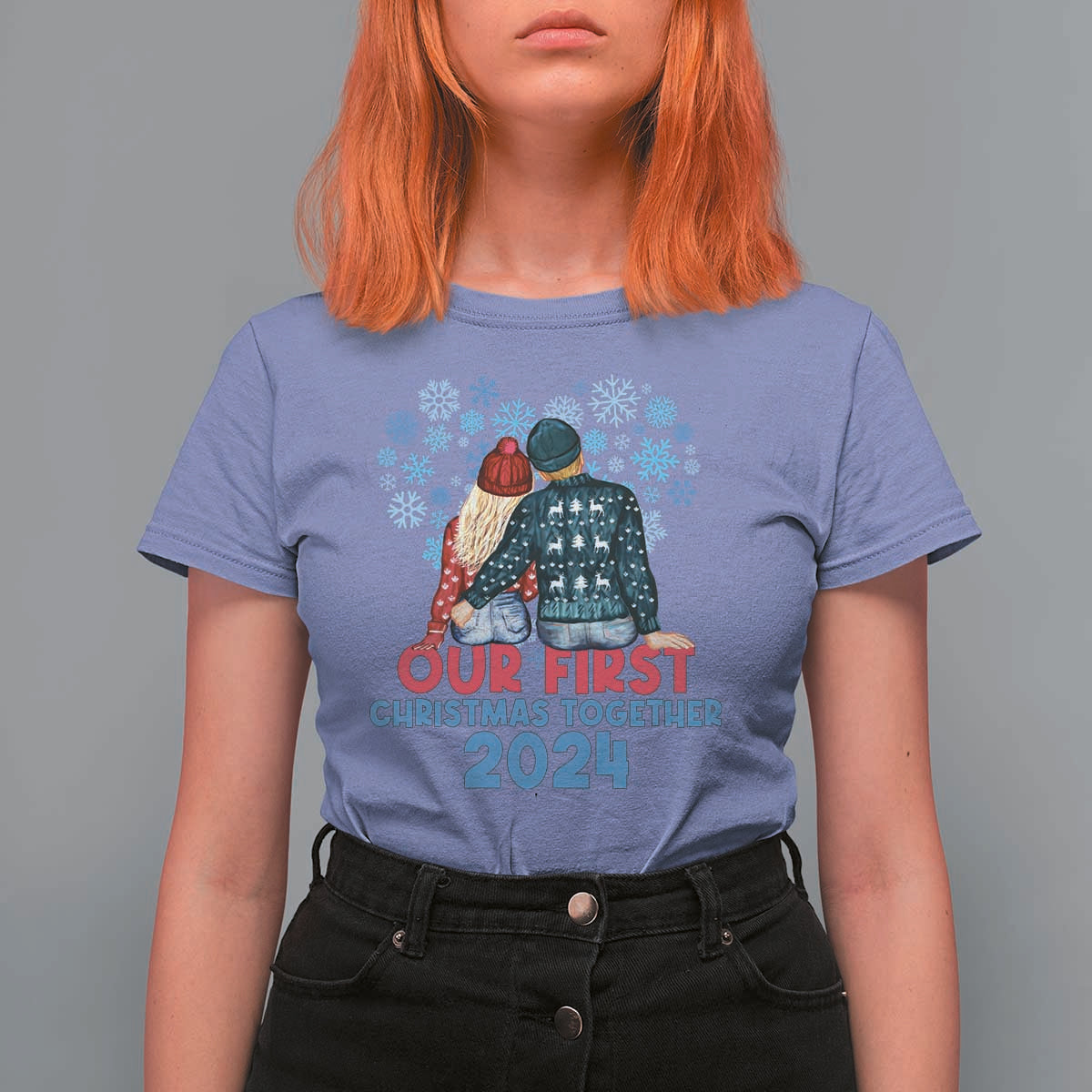 Our First Christmas Together 2024 T Shirt For Women - Wonder Print Shop