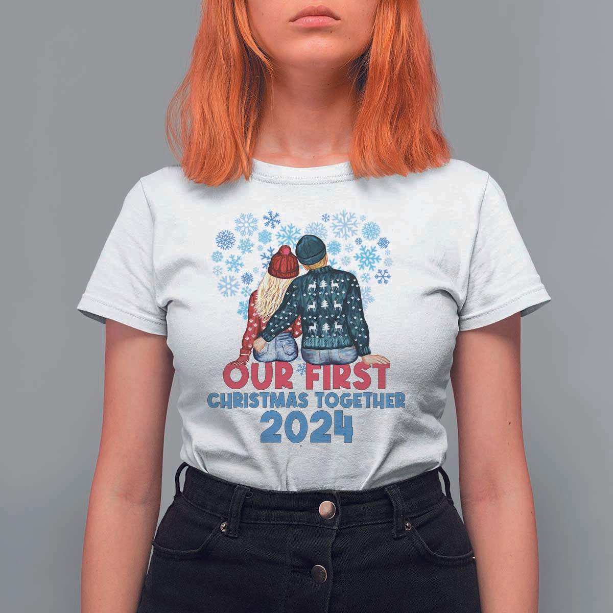 Our First Christmas Together 2024 T Shirt For Women - Wonder Print Shop