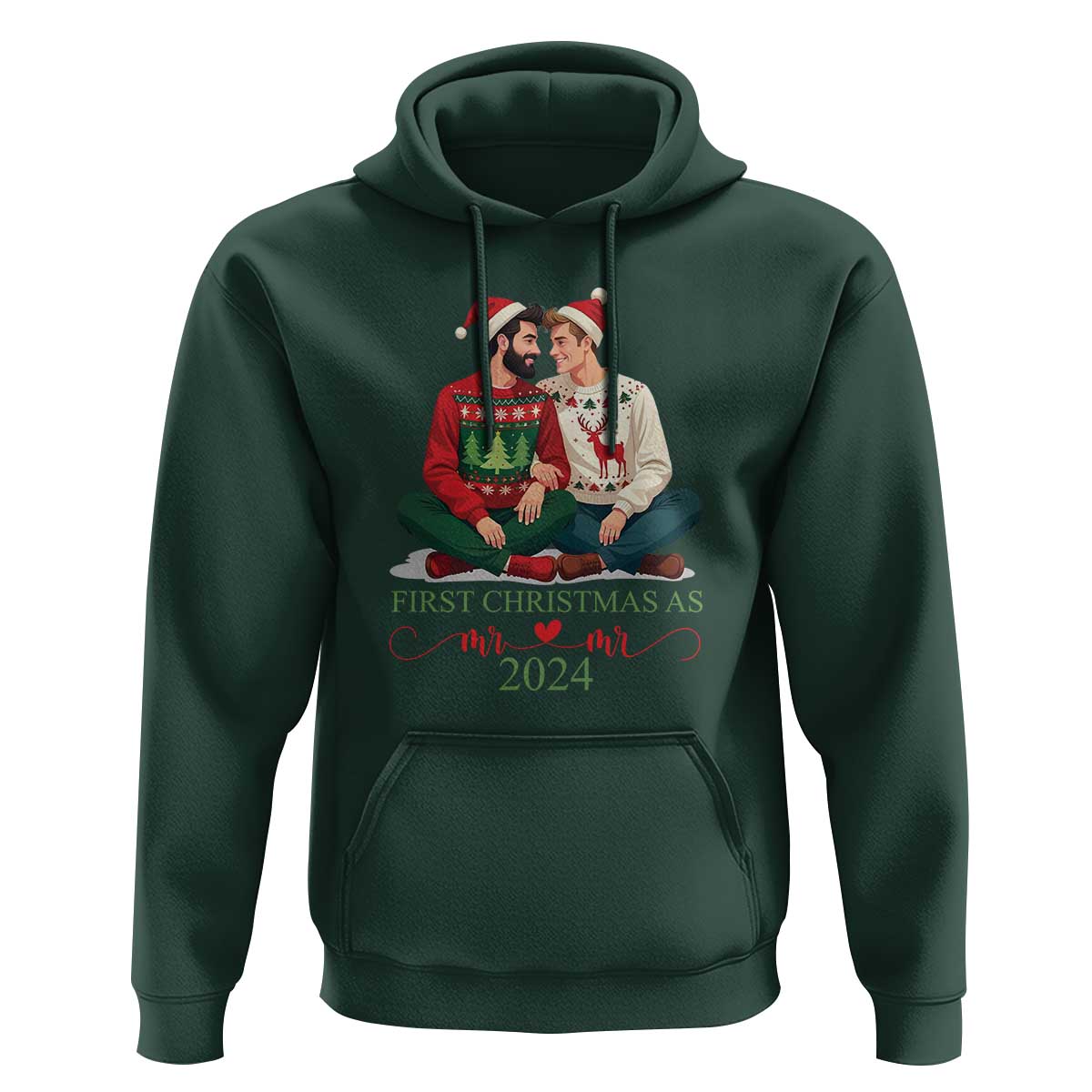Our First Christmas As Mr Mr 2024 Hoodie LGBT Gay Couple Xmas