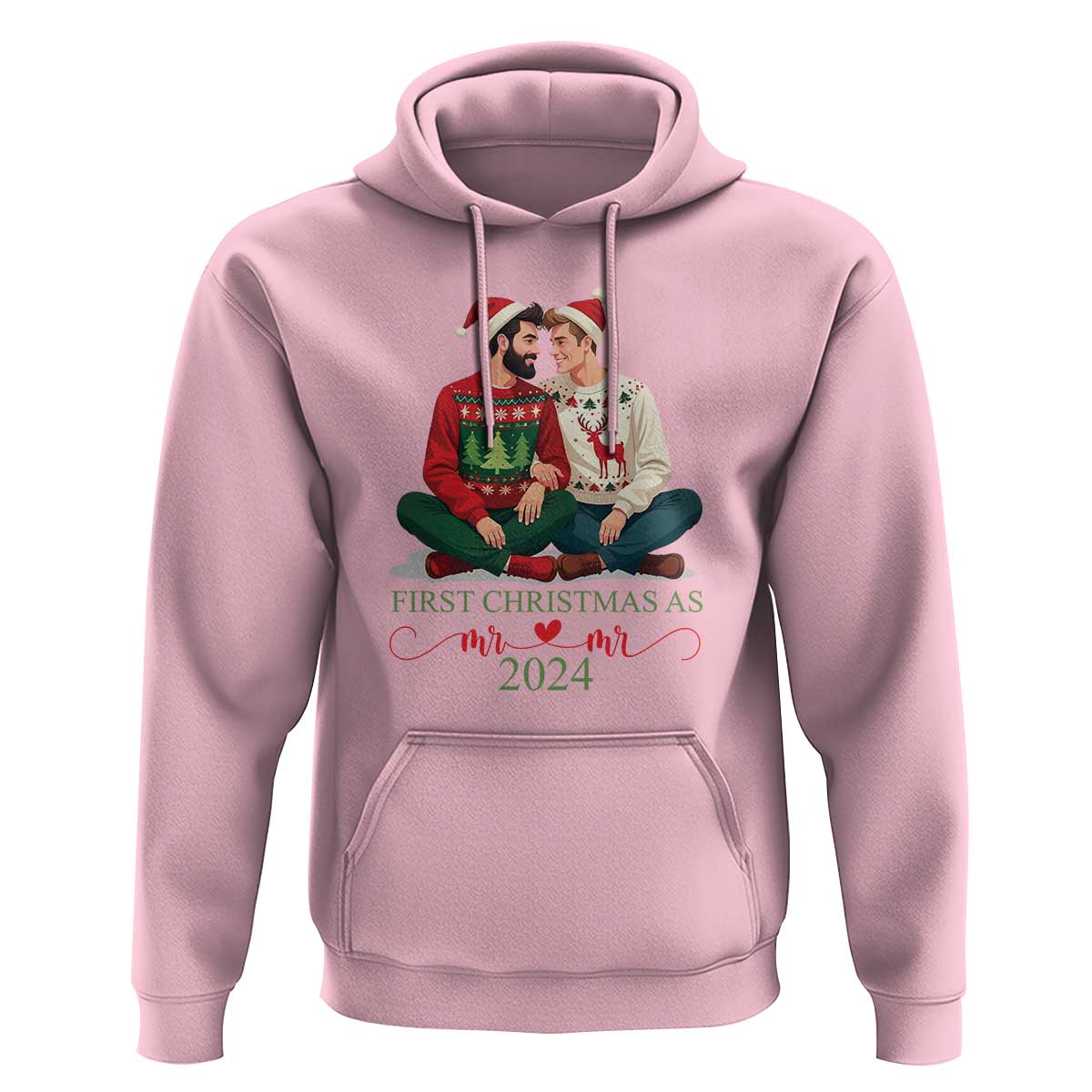 Our First Christmas As Mr Mr 2024 Hoodie LGBT Gay Couple Xmas