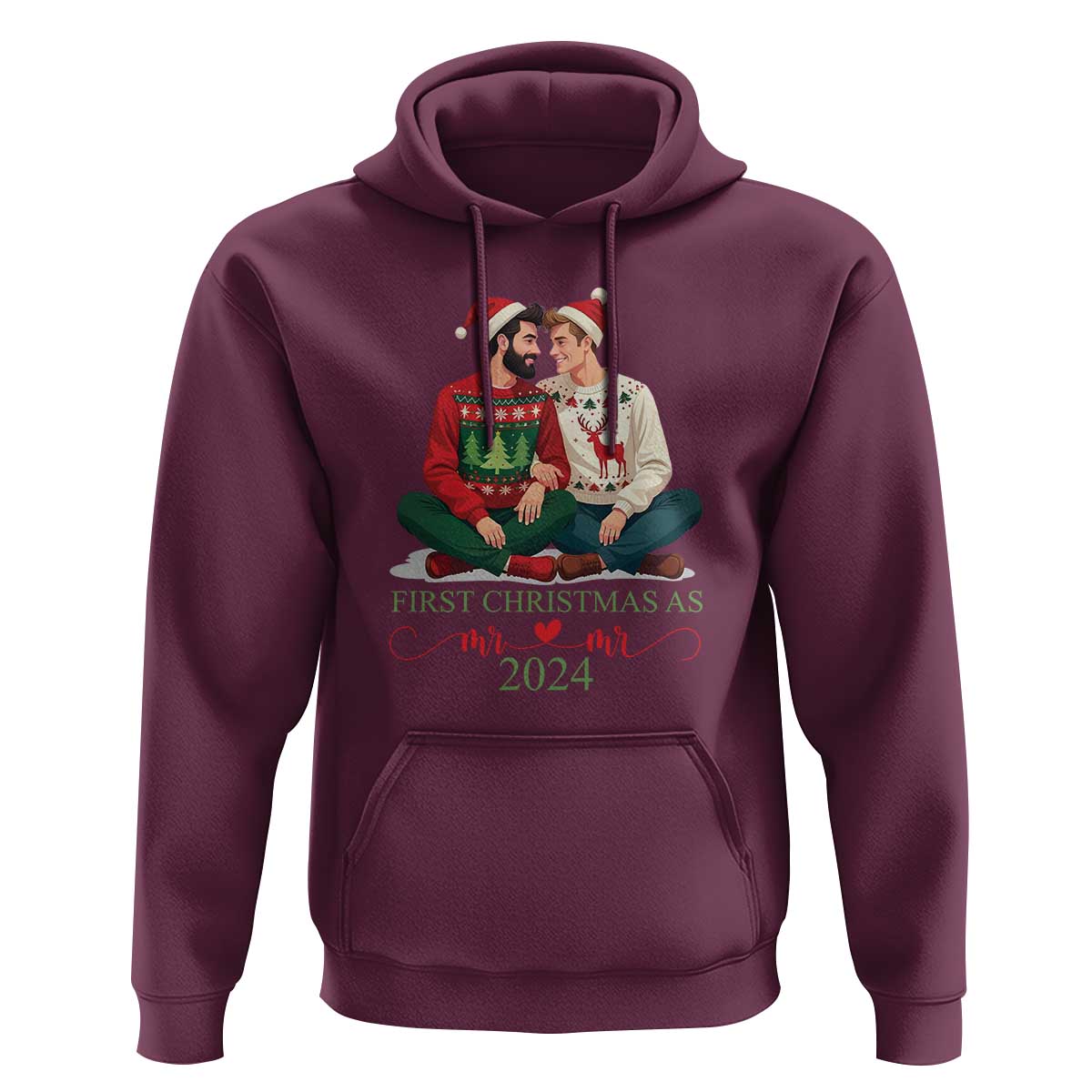 Our First Christmas As Mr Mr 2024 Hoodie LGBT Gay Couple Xmas