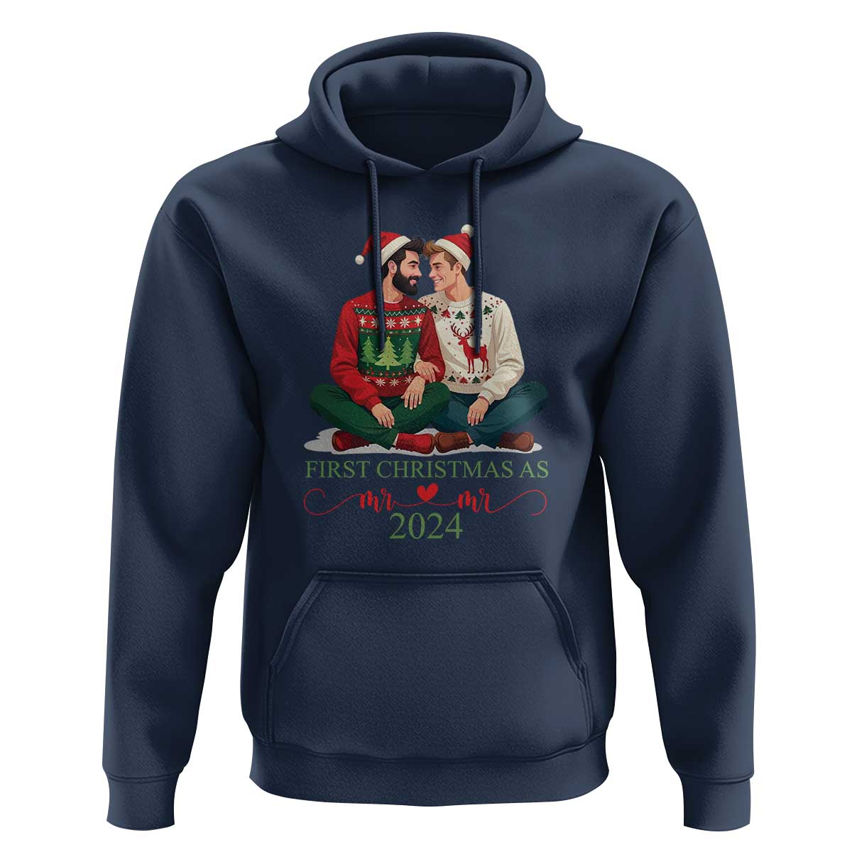 Our First Christmas As Mr Mr 2024 Hoodie LGBT Gay Couple Xmas
