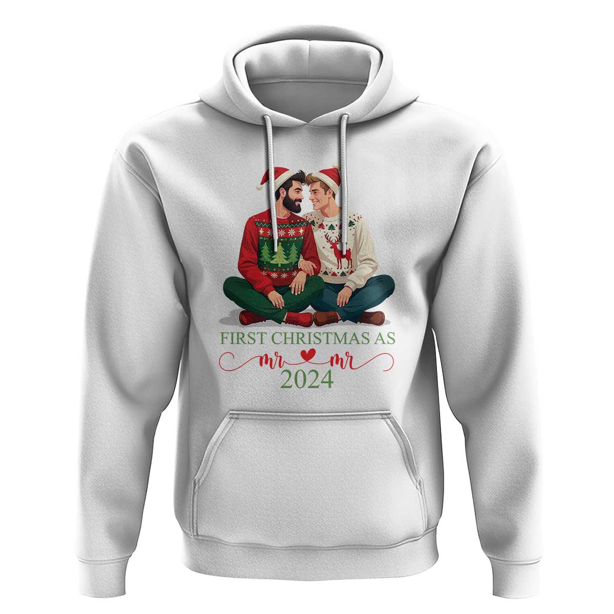 Our First Christmas As Mr Mr 2024 Hoodie LGBT Gay Couple Xmas