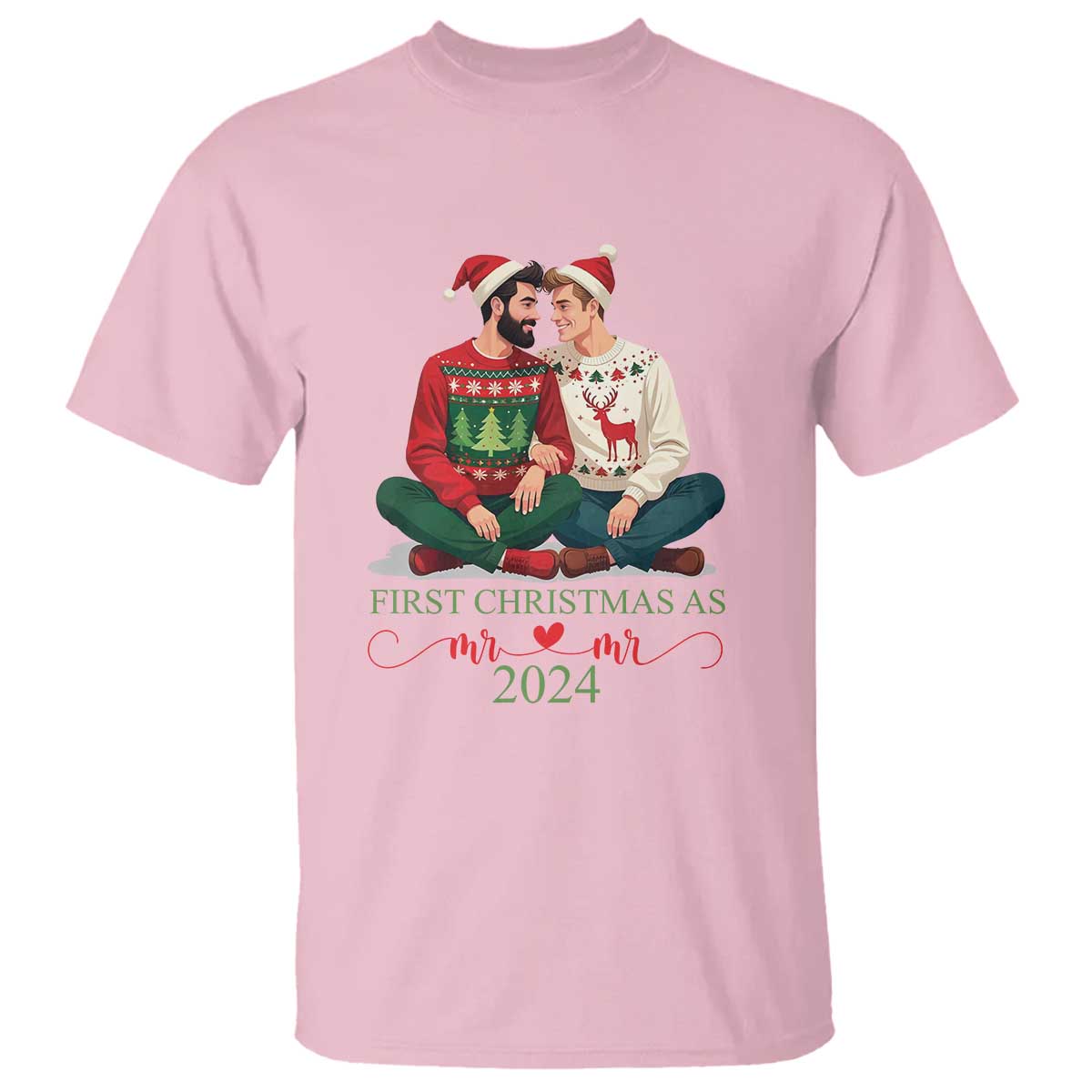 Our First Christmas As Mr Mr 2024 T Shirt LGBT Gay Couple Xmas - Wonder Print Shop
