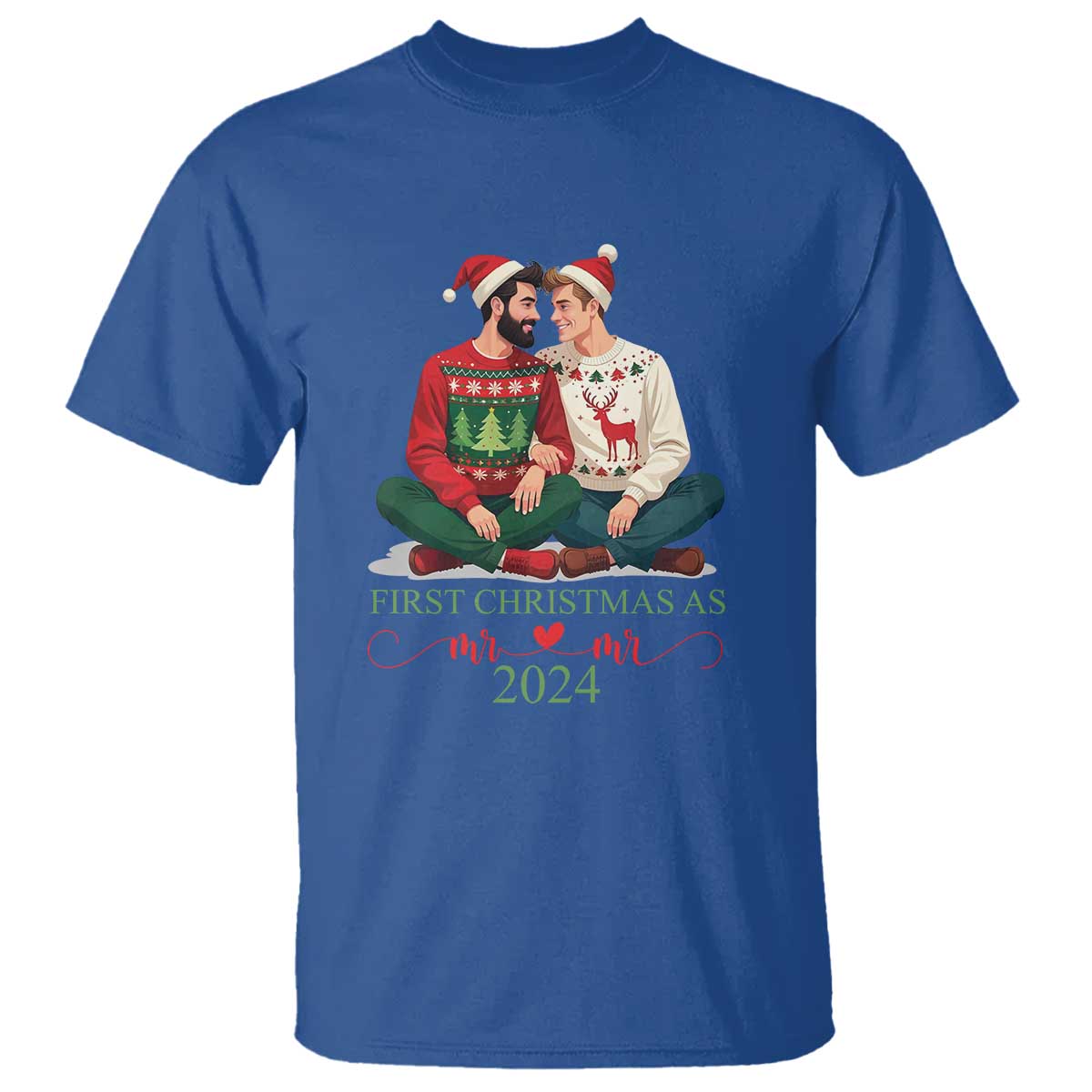 Our First Christmas As Mr Mr 2024 T Shirt LGBT Gay Couple Xmas - Wonder Print Shop