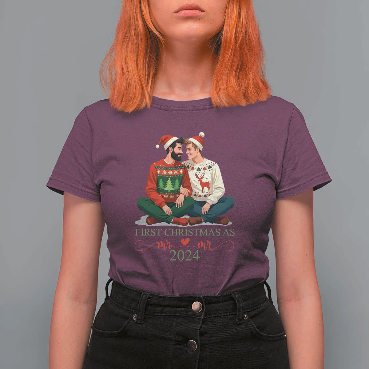 Our First Christmas As Mr Mr 2024 T Shirt For Women LGBT Gay Couple Xmas - Wonder Print Shop