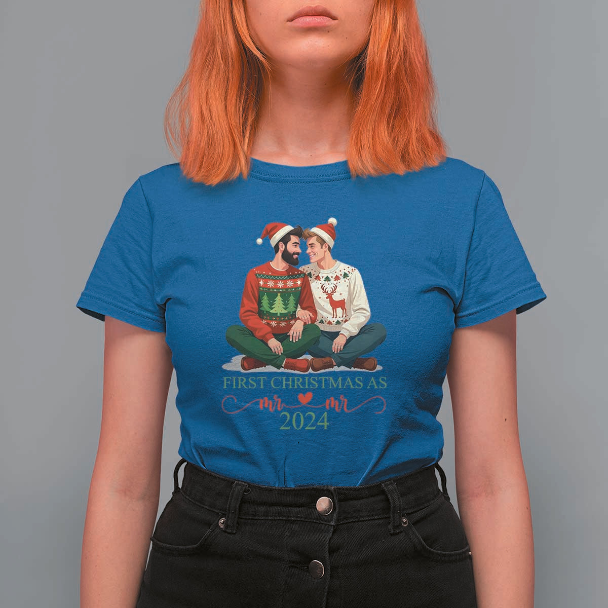 Our First Christmas As Mr Mr 2024 T Shirt For Women LGBT Gay Couple Xmas - Wonder Print Shop