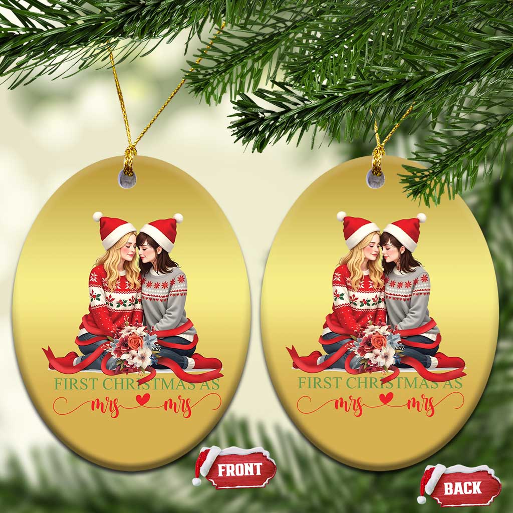 Our First Christmas As Mrs Mrs Christmas Ornament LGBT Les Couple Xmas - Wonder Print Shop